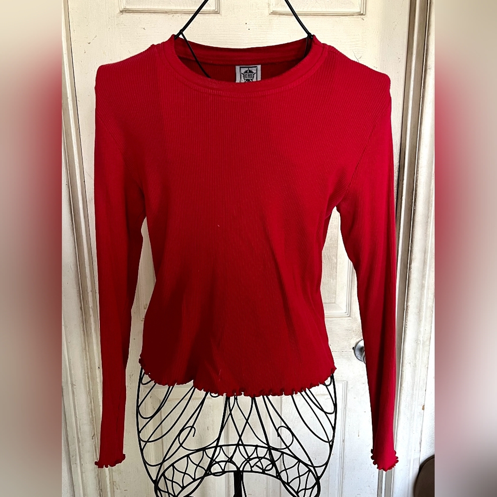 CMI Vintage Red Fitted Long Sleeve Blouse
